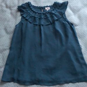 Worthington | Blue/Gray Flutter Collar Blouse